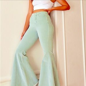 Free People Just Float On Flare, Green Corduroy